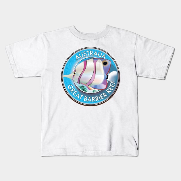Great Barrier Reef Australia logo Kids T-Shirt by nickemporium1